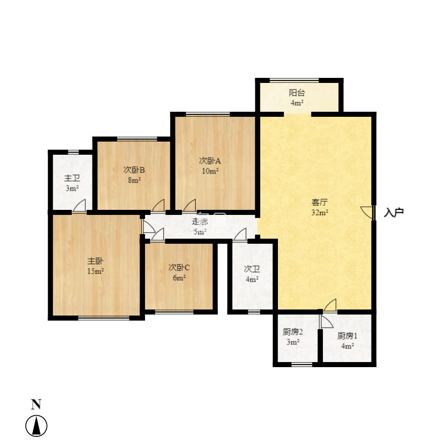家和院  4室2厅1卫   2200.00元/月室内图1