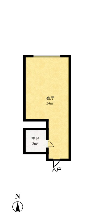 恒大翡翠华庭  1室1厅1卫   1100.00元/月户型图