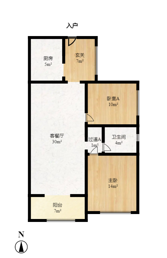 卓越蔚蓝海岸三期  2室2厅1卫   2200.00元/月户型图
