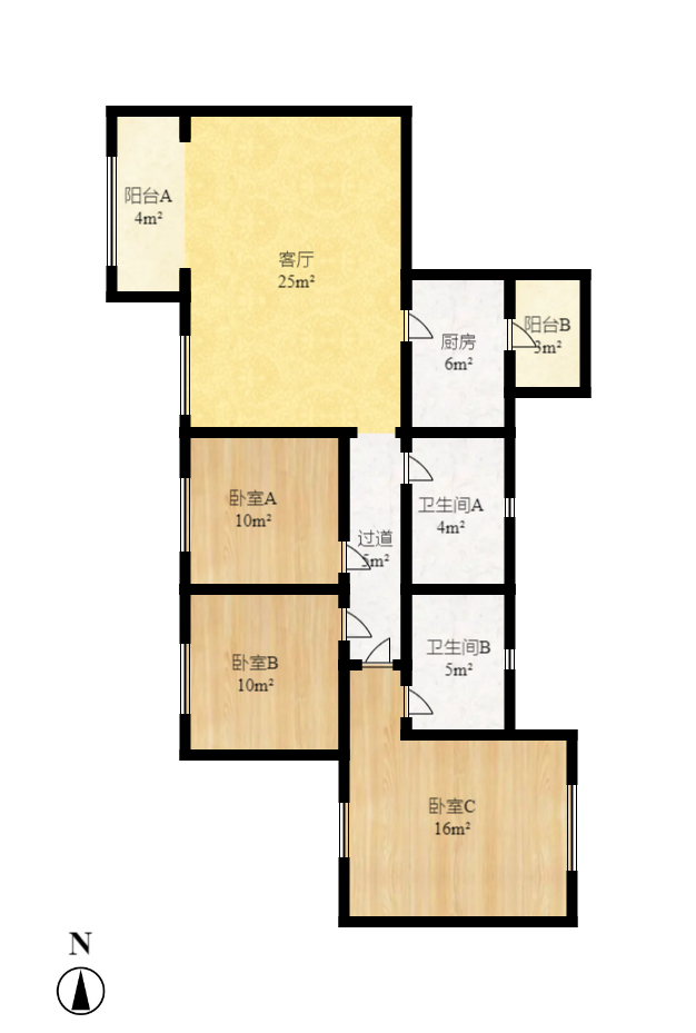 恒大雅苑  3室2厅1卫    108.0万室内图1