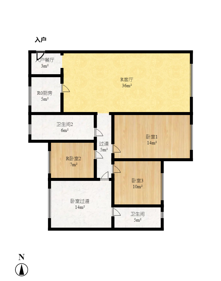 塞纳公馆  3室2厅2卫    113.0万室内图1