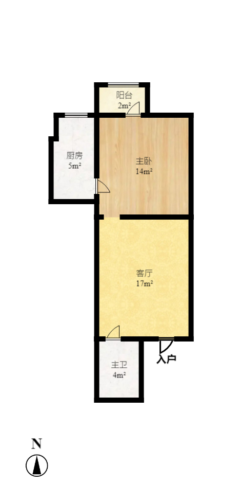 大地金墅  1室1厅1卫    53.0万室内图1
