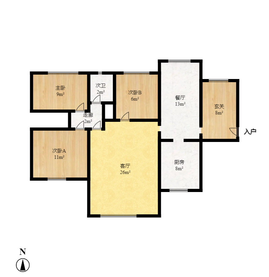 蓝山郡  3室2厅1卫    95.0万室内图1
