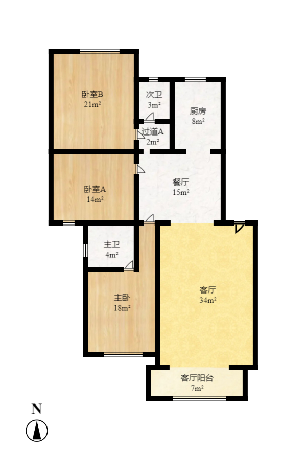 咸嘉新村西子园  3室2厅1卫   81.80万室内图1