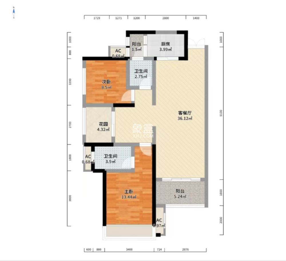 湘银星城  3室2厅1卫    48.8万