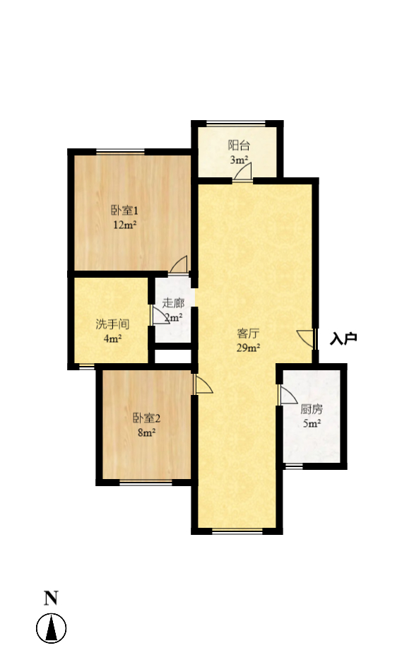 泊爱蓝湾  2室2厅1卫   114.80万室内图1