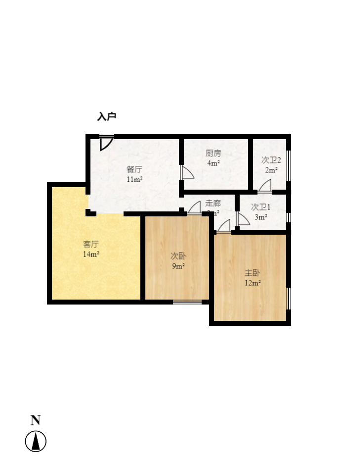 泊林晶城 2室2厅1卫 1600.0元/月 泊林晶城 2室2厅1卫 1600.0元/月户型图