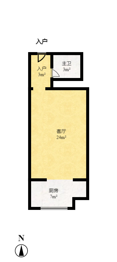 山水湾  1室1厅1卫   1150.00元/月户型图