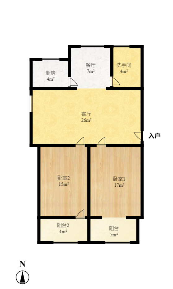 乡镇公寓  2室2厅1卫   73.60万室内图1