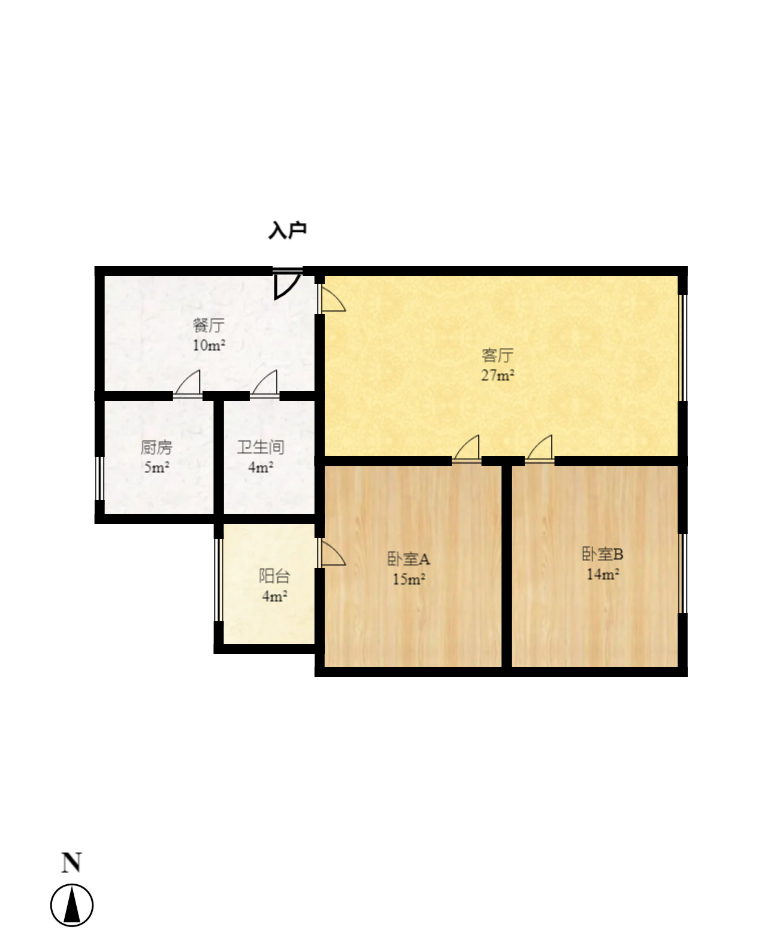 新中路商住楼  2室2厅1卫    50.0万室内图1