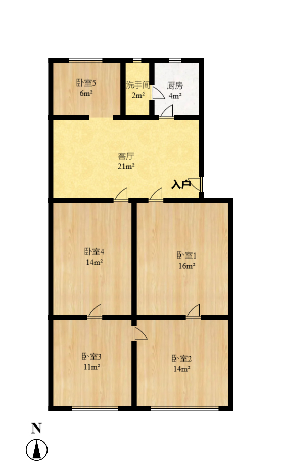 城建科研所宿舍  4室2厅1卫    55.0万室内图1