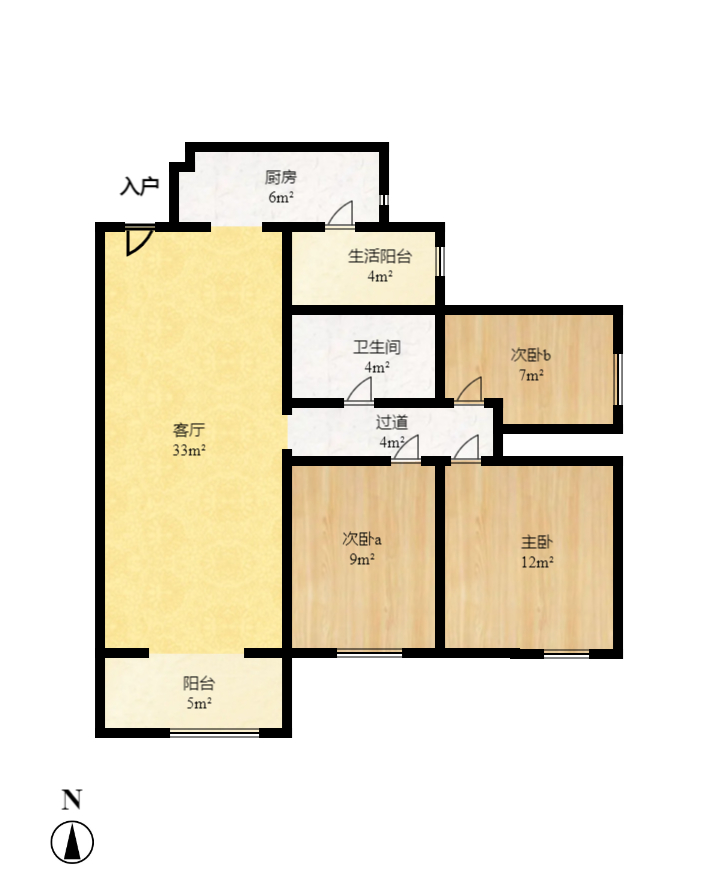 勤诚达新界 3室2厅1卫 98.3万 勤诚达新界 3室2厅1卫 98.3万户型图