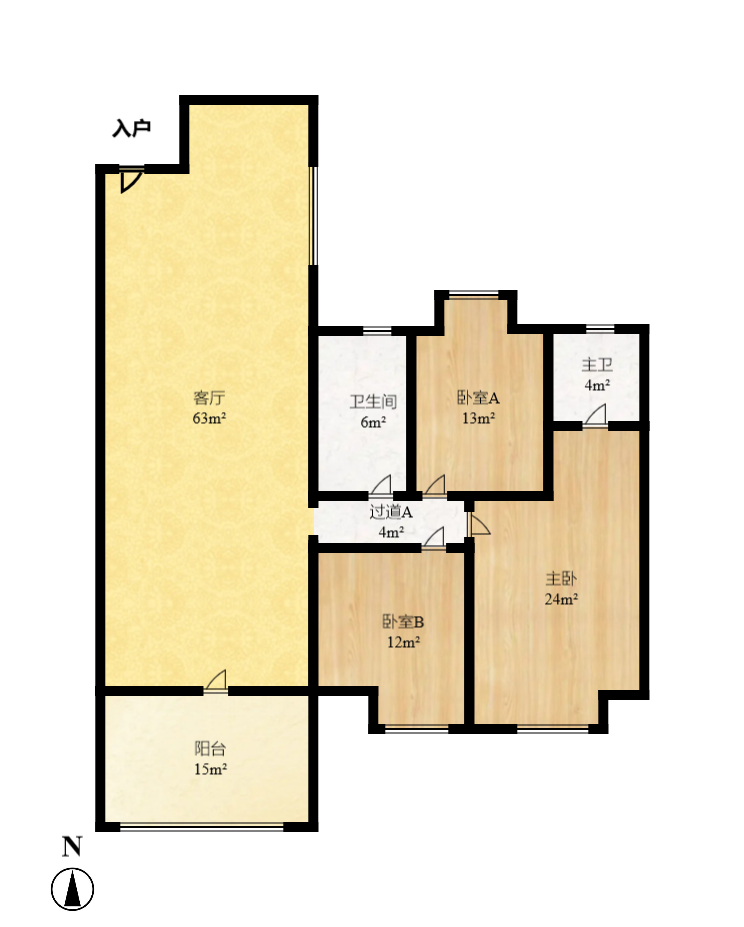 莱茵城  3室2厅2卫    135.0万室内图1