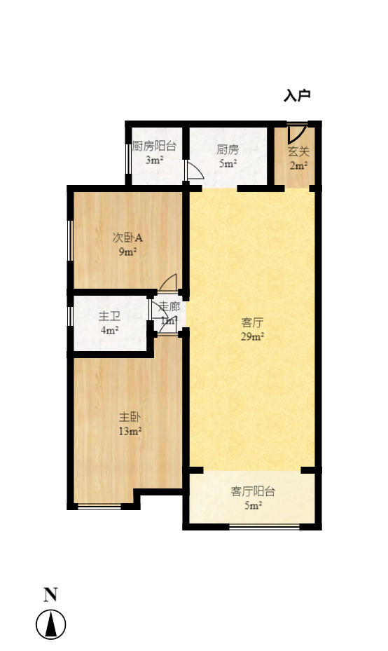 鑫远和城（一、二期）  2室2厅1卫   80.00万室内图1