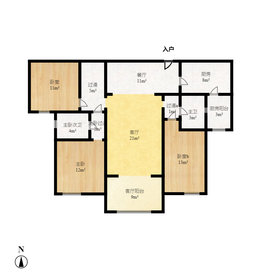 三一街区  3室2厅1卫   90.00万室内图1