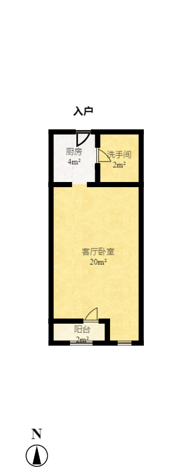 万科城市花园  1室1厅1卫   26.00万室内图1