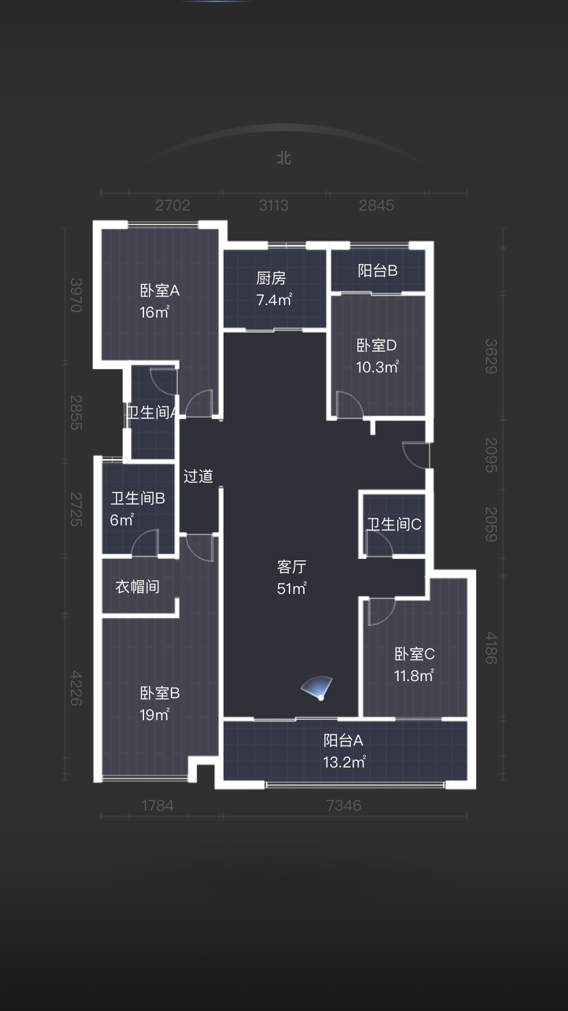 曲江华著中城  4室2厅3卫   570.00万室内图1