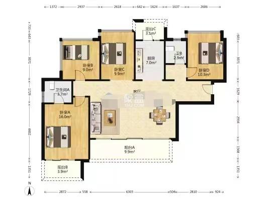 翡翠公园(北大资源) 4室2厅1卫 82.0万 翡翠公园(北大资源) 4室2厅1卫 82.0万室内图