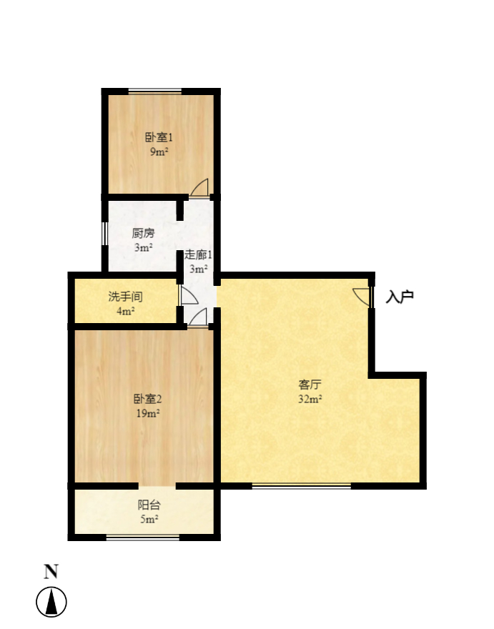 巢之恋  2室2厅1卫   88.00万室内图1