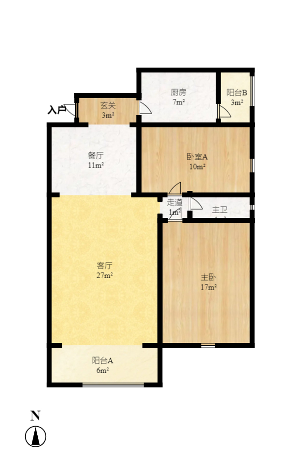 香河公寓  2室2廳1衛(wèi)    86.0萬室內(nèi)圖1