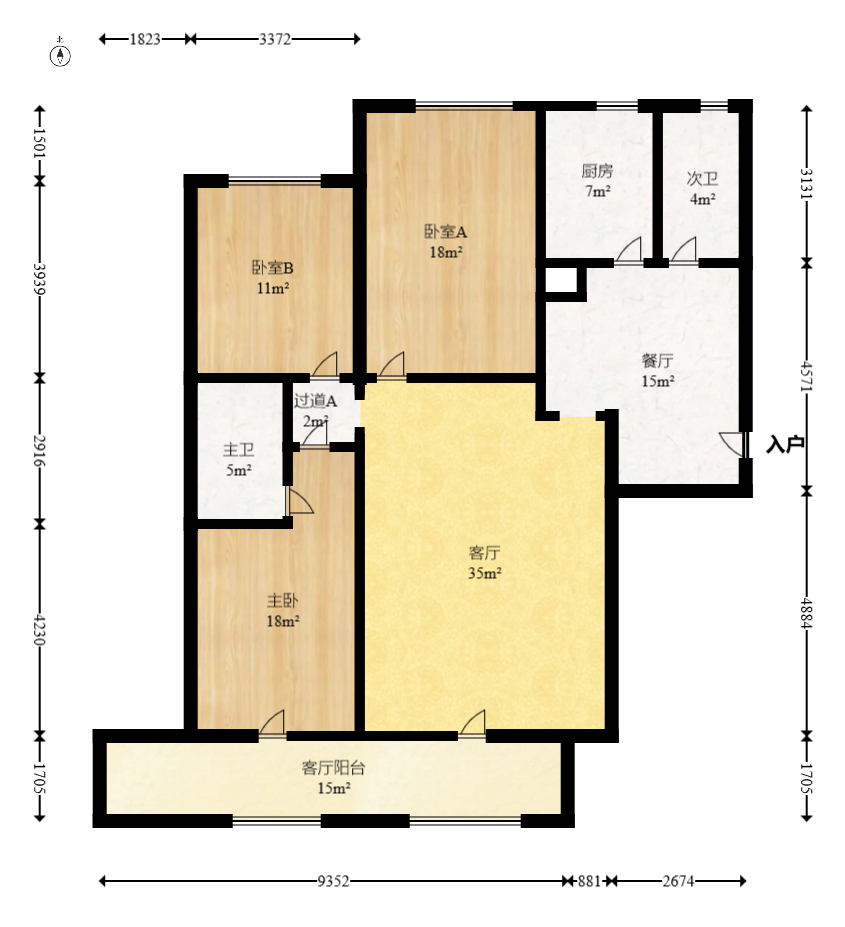 八方小区C区  3室2厅2卫    430.0万室内图1