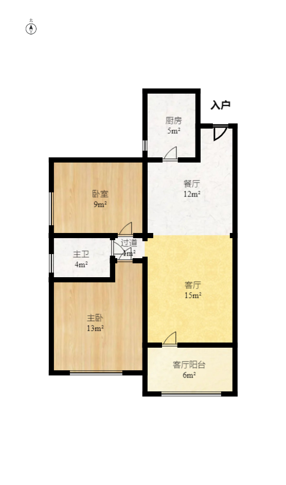蝴蝶谷  2室2厅1卫    51.4万室内图1