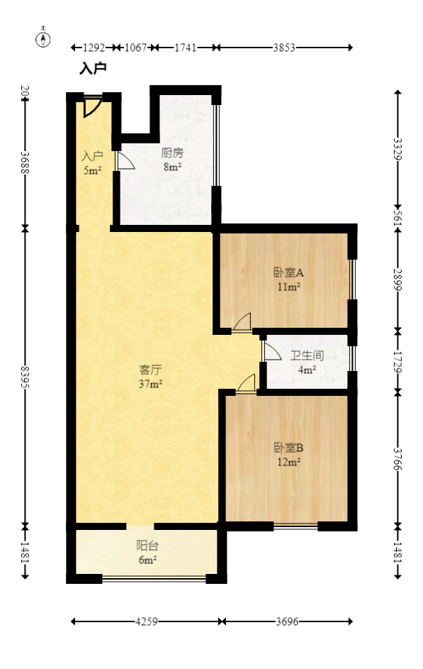 金碧文華  2室2廳1衛(wèi)    80.0萬室內(nèi)圖1