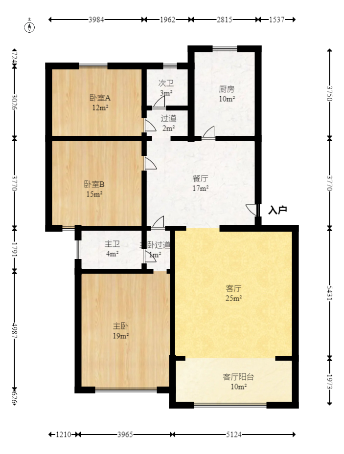 望兴家园  3室2厅2卫   106.00万室内图1