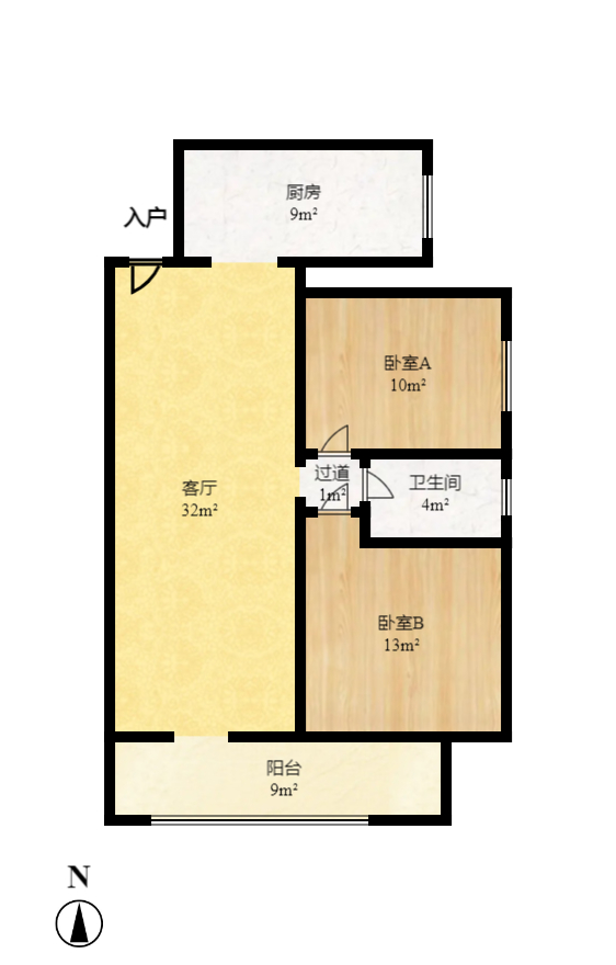 月畔湾  2室2厅1卫   82.00万室内图1