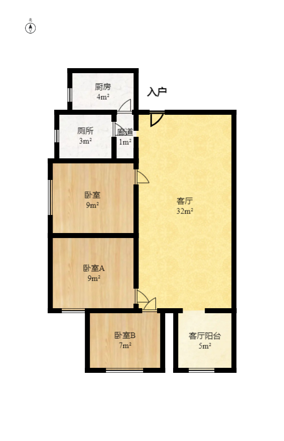 米兰春天  3室2厅1卫    62.8万室内图1
