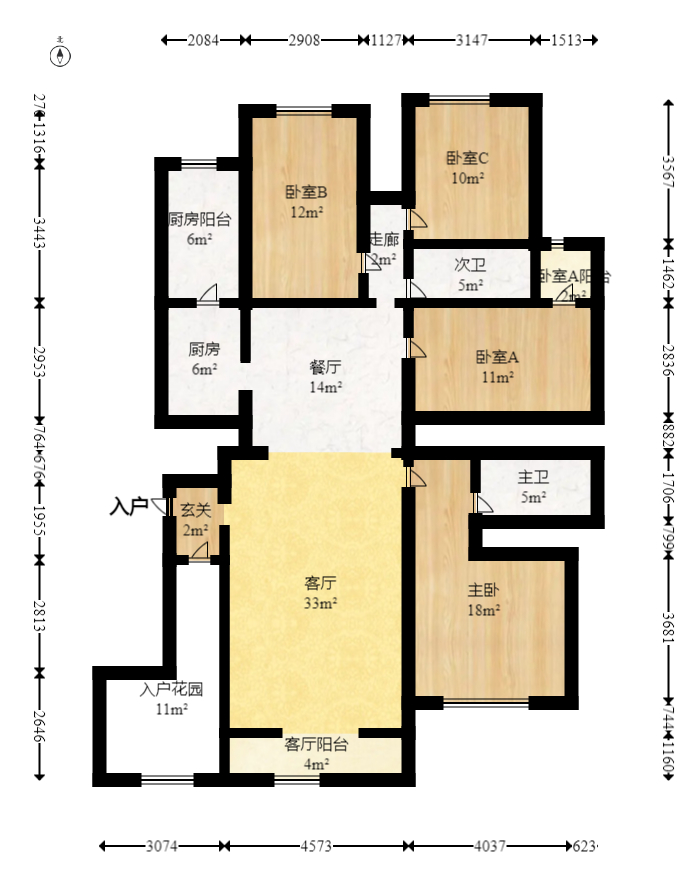 申奥美域  4室2厅2卫    159.88万室内图1