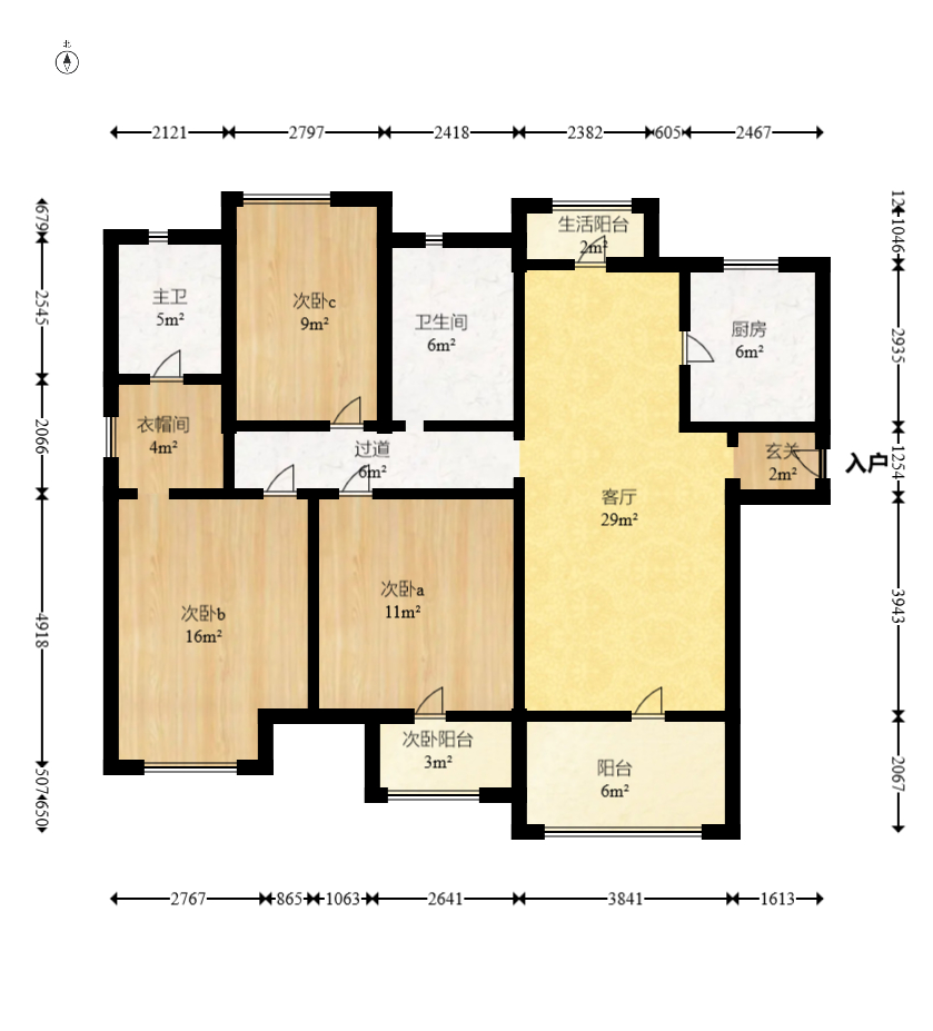 新城国际花都 3室2厅2卫 104.0万 新城国际花都 3室2厅2卫 104.0万户型图