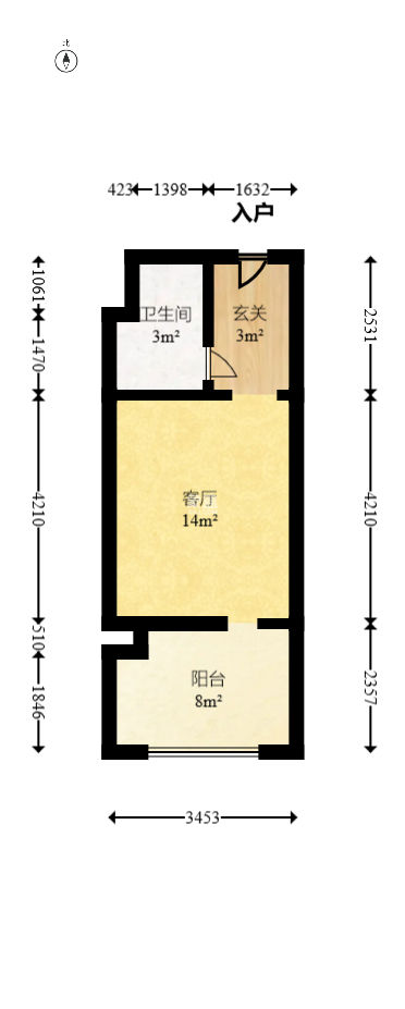 觀湖公寓  1室1廳1衛(wèi)   34.80萬