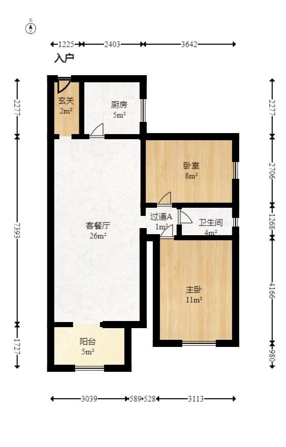 北京御园一二期（国泰嘉园）  2室2厅1卫   110.00万室内图1