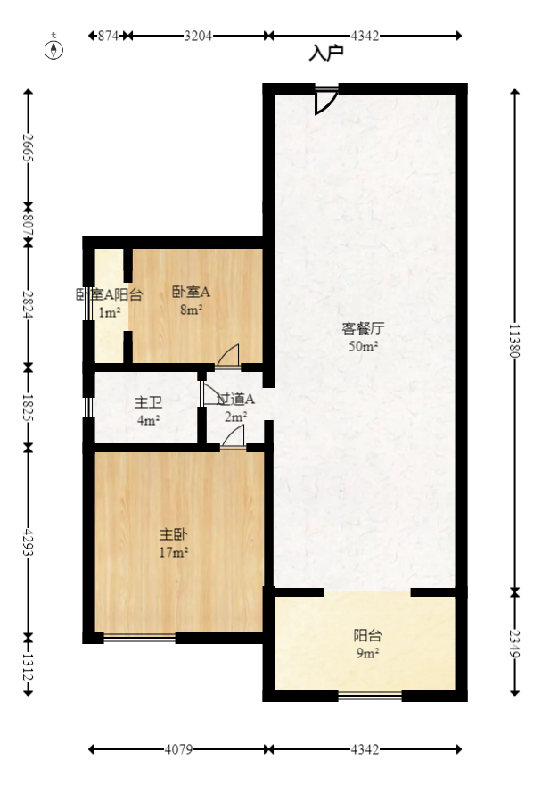 北京御园一二期（国泰嘉园）  2室2厅1卫   137.50万室内图1