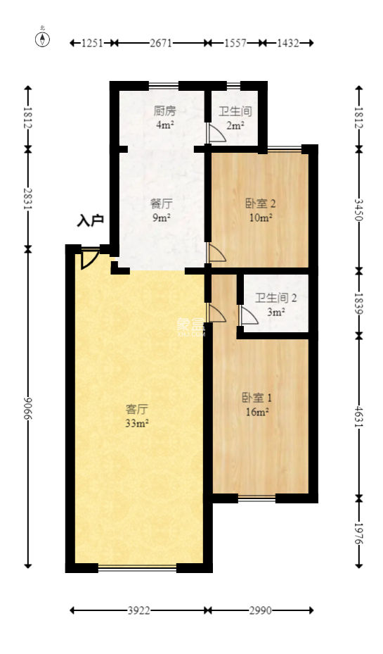 富湘园  2室1厅1卫   95.00万