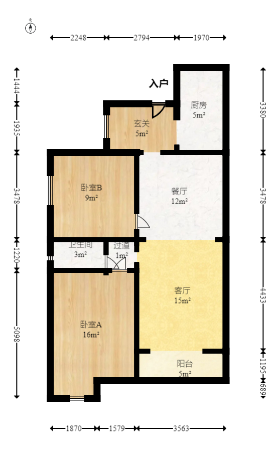 长大卧琥  2室2厅0卫   85.00万室内图1