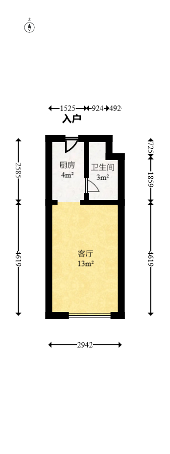 君合新城玺樾  1室1厅1卫   25.40万室内图1