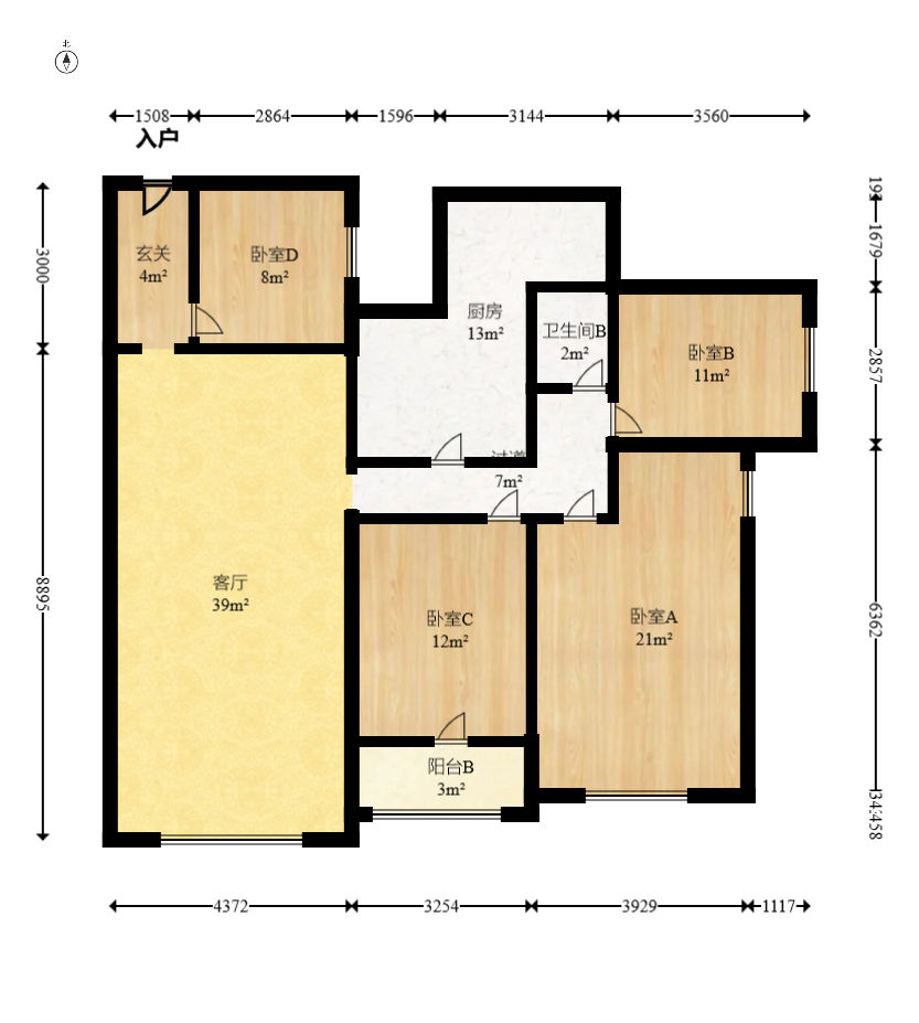 悅湖山  4室2廳2衛(wèi)    108.0萬室內(nèi)圖1