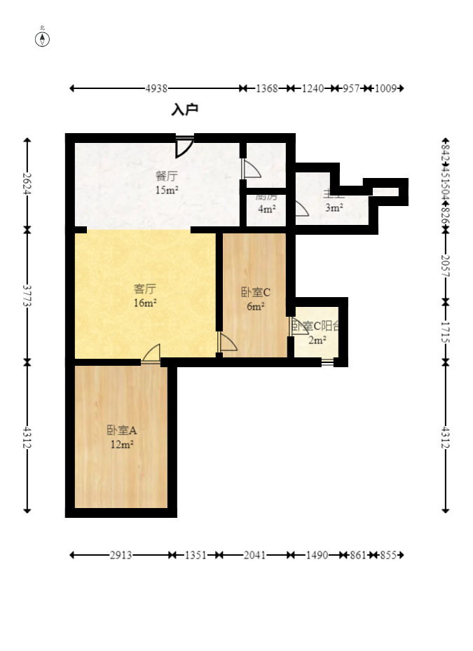 和庄  3室2厅1卫   98.00万室内图1