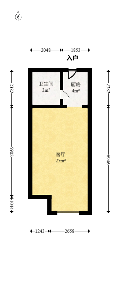 新世界广场  1室1厅1卫   48.00万室内图1