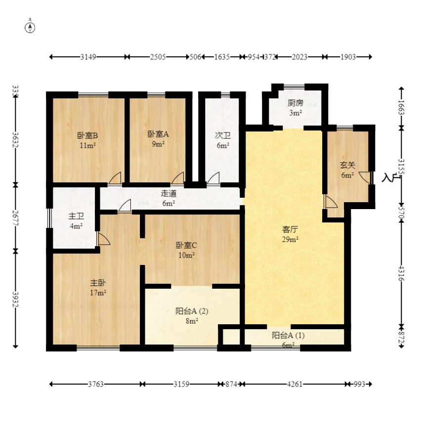 万里时代  4室2厅2卫   197.80万室内图1