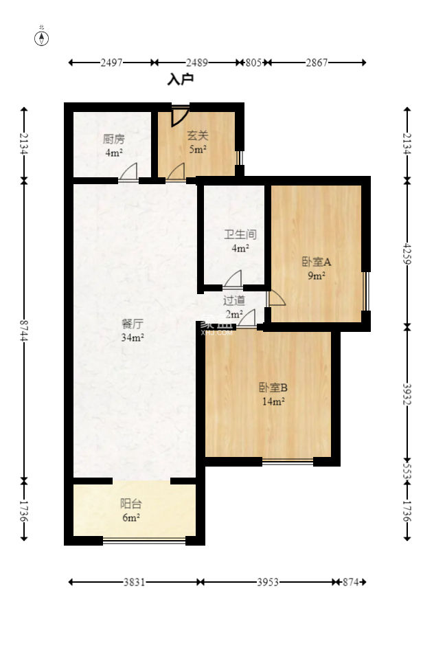 長大臥琥  2室2廳1衛(wèi)    90.58萬