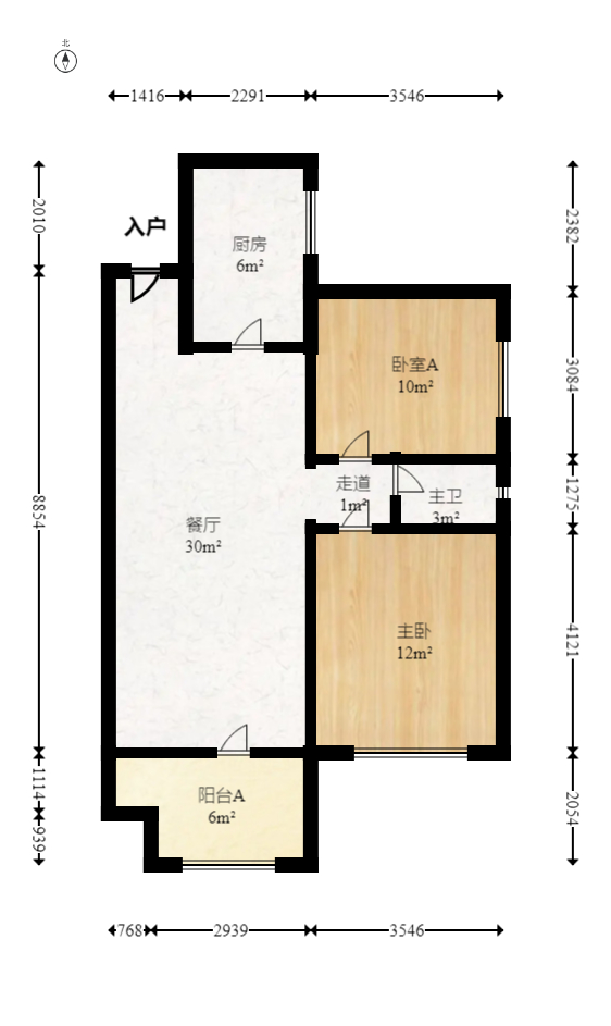 万里时代  2室1厅1卫   96.80万室内图1