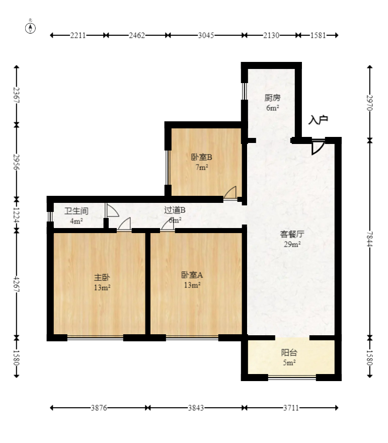 钰龙天下二期（钰龙佳园）  3室1厅1卫   224.80万室内图1