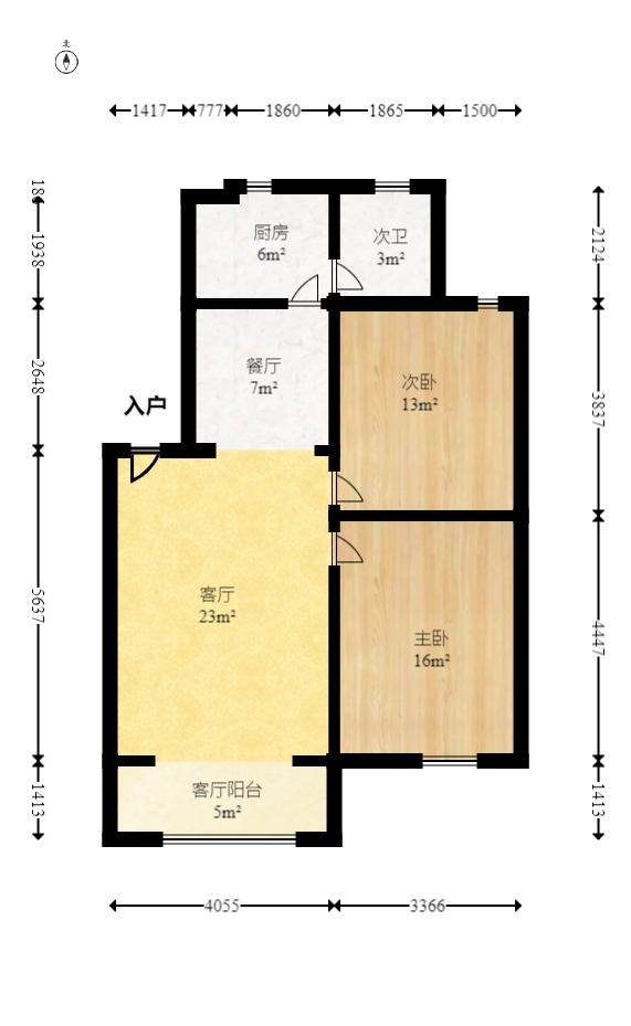 岳银小区（一二三五村）  2室2厅1卫   58.00万室内图1