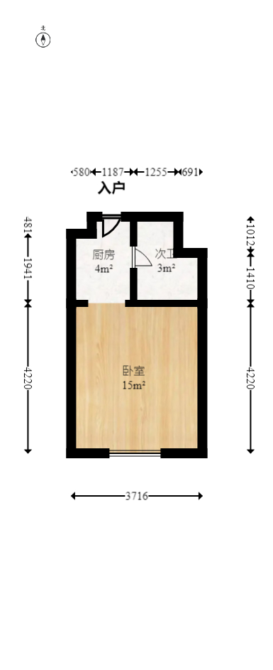 远洋外滩壹号  1室1厅1卫   78.00万室内图1