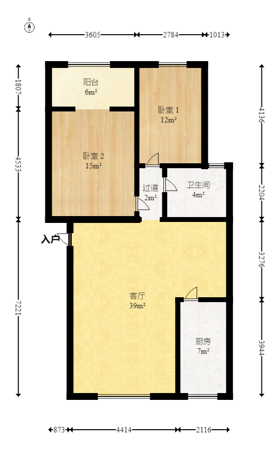 龙福小区  2室2厅1卫   50.00万室内图1