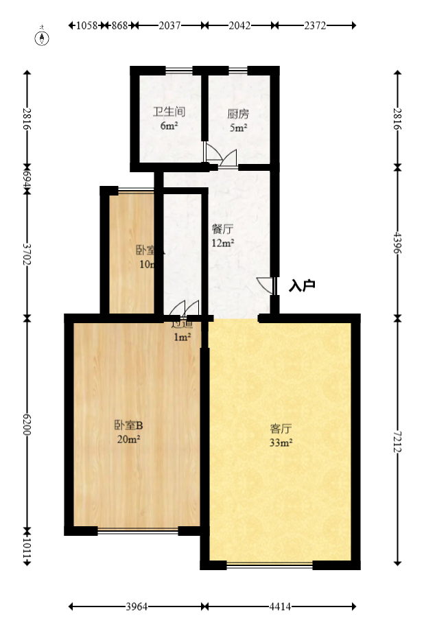 金帆小区  2室2厅1卫   65.30万室内图1