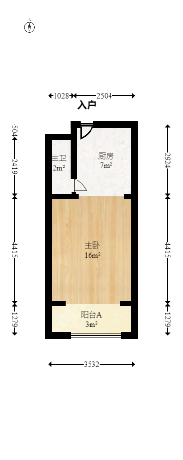 喜盈门范城  1室1厅1卫   91.00万室内图1